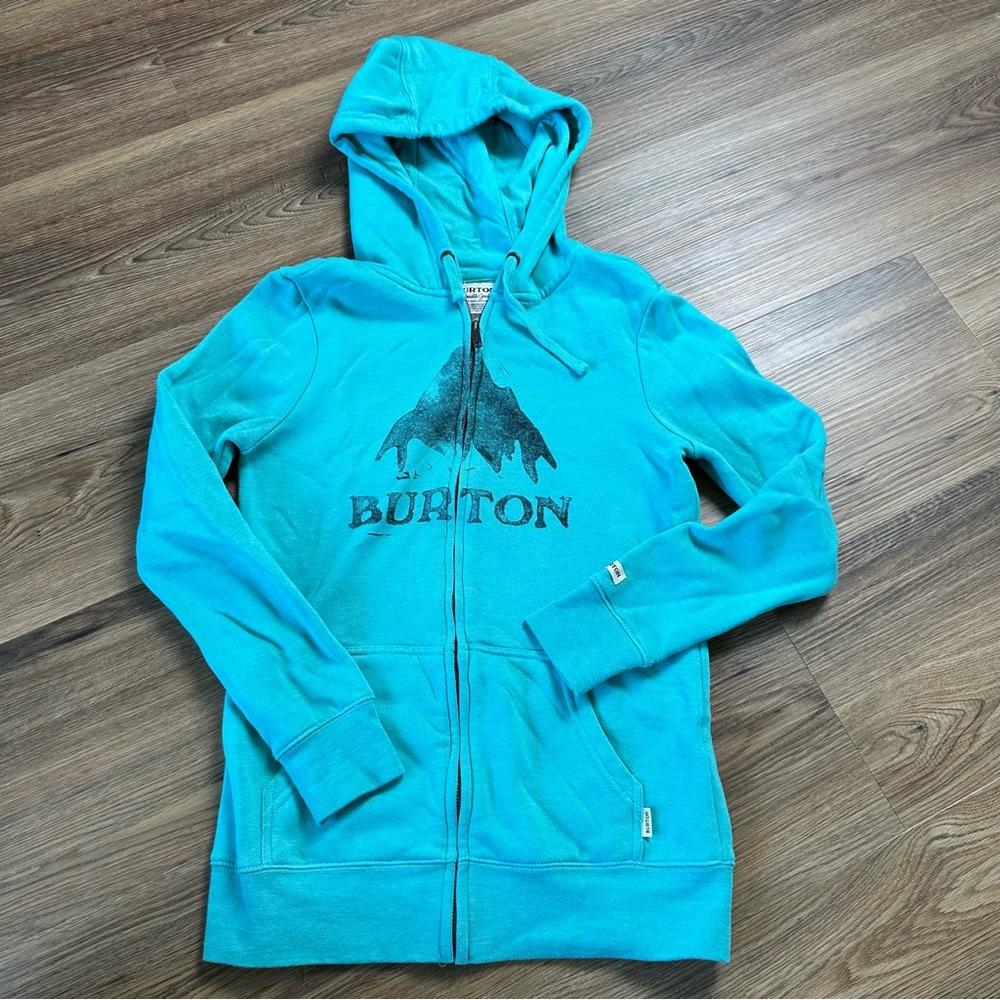 Burton Full Zip Snowboard Hoodie Sweatshirt Womens Fleece Teal Fleece Mt Dew‎ XS